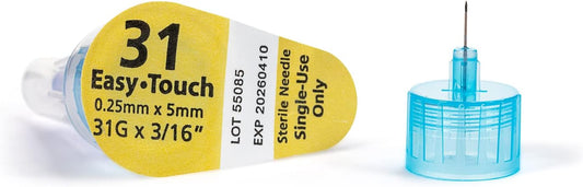 831361 EasyTouch® Pen Needles – 100 count, 31g, 3/16″ (5mm), Yellow