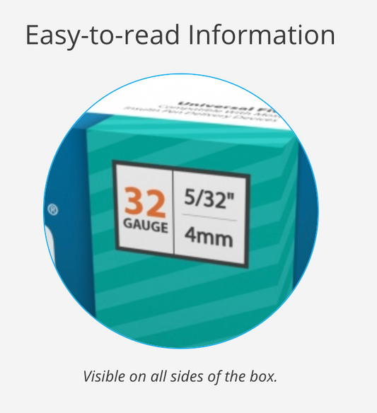 832361 EasyTouch® Pen Needles – 100 count, 32g, 3/16″ (5mm), Teal