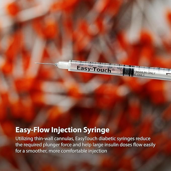 828155 EasyTouch U-100 Insulin Syringes, 28g, 1cc, 1/2″ (12.7mm), Purple