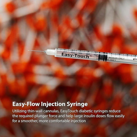 828555 EasyTouch U-100 Insulin Syringes, 28g, .5cc, 1/2″ (12.7mm), Purple