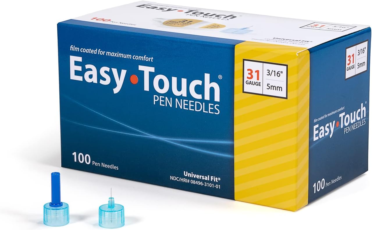 831361 EasyTouch® Pen Needles – 100 count, 31g, 3/16″ (5mm), Yellow