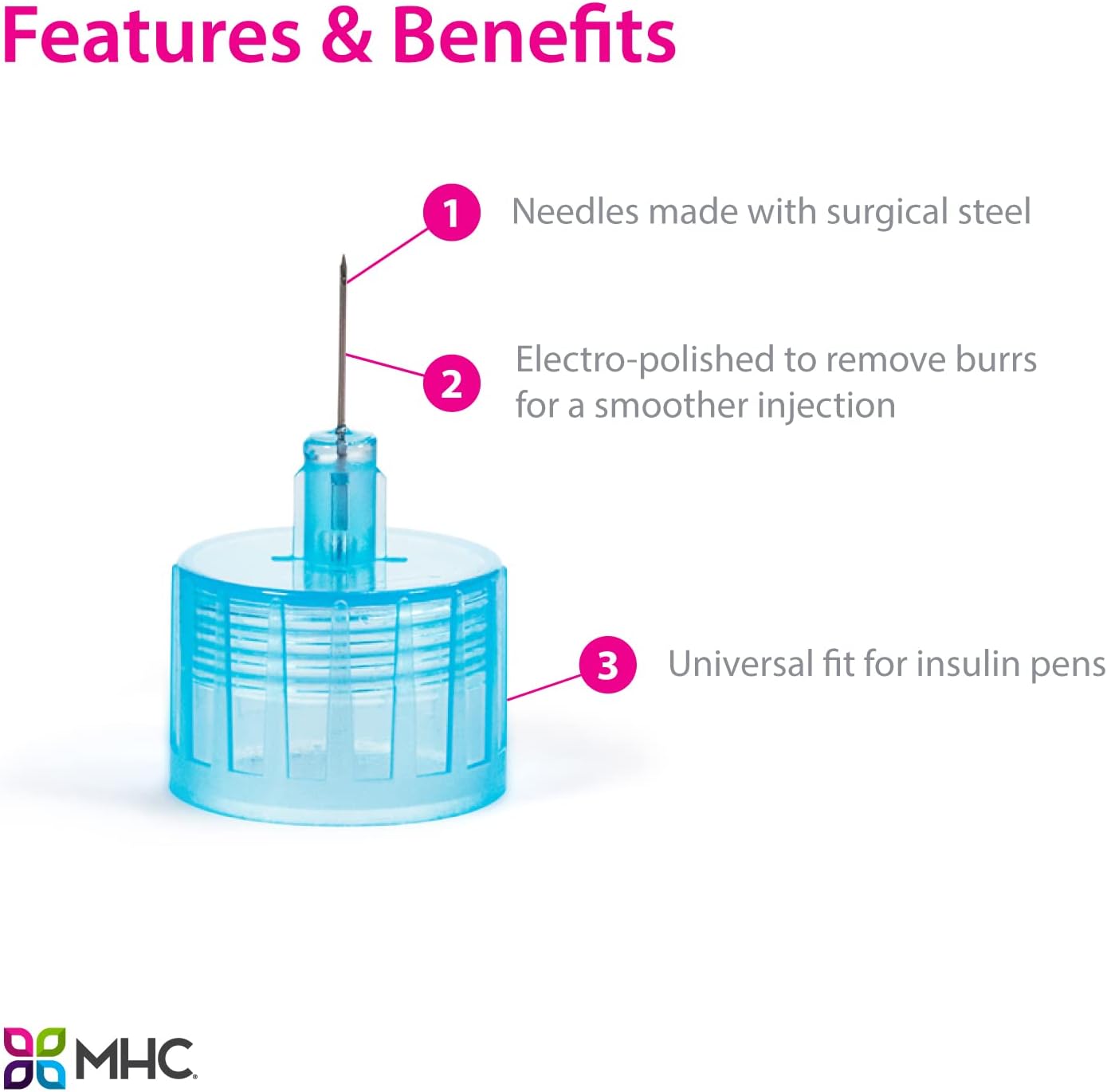 831361 EasyTouch® Pen Needles – 100 count, 31g, 3/16″ (5mm), Yellow