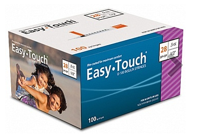828555 EasyTouch U-100 Insulin Syringes, 28g, .5cc, 1/2″ (12.7mm), Purple
