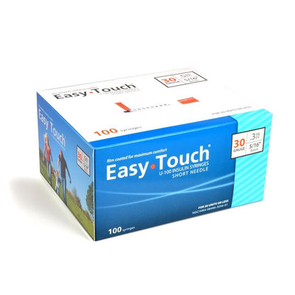 830365 EasyTouch U-100 Insulin Syringes, 30g, .3cc, 5/16″ (8mm), Blue